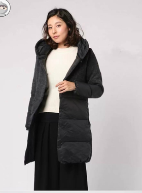 日单 basque 巴斯库 拉链可拆卸领子 毛呢拼接羽绒服甩货 不退