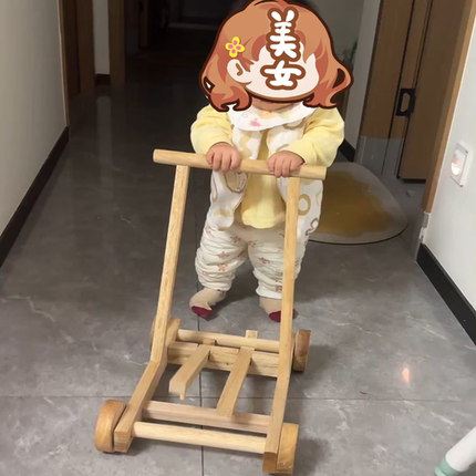 儿童抖音益智老式手工木质学步车幼儿宝宝手推车实木婴儿助步小车