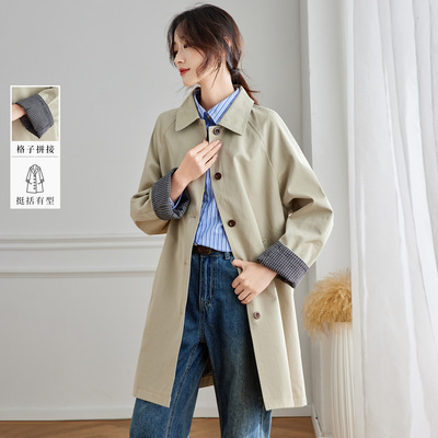 2026春季新款 气质老钱风极简外套韩版宽松显瘦中长款女士风衣