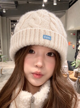 秋冬保暖麻花纹针织毛线帽女