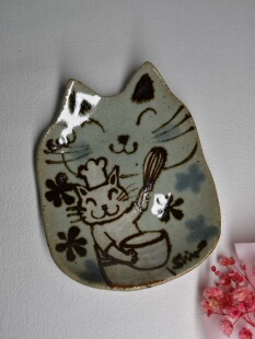 陶瓷餐具卡通可爱盘子碟子复古盘 纯手工日式 日本作者器 渡边志野