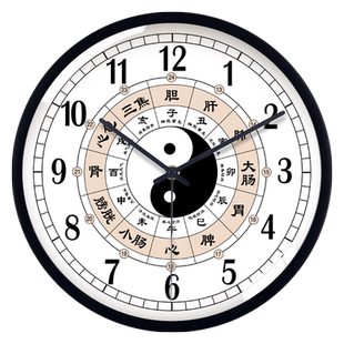 子午流注中医美容院挂钟养生馆八卦钟表经络十二时辰静音时钟挂墙