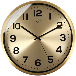 TQJ轻奢黄铜静音挂钟客厅卧室家用时钟挂墙表简约创意时尚石英钟