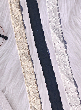 小清新复古棉布刺绣蕾丝花边手工diy蝴蝶结宠物服装辅料2.5厘米