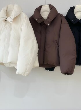 韩国立领厚实保暖短款羽绒服外套