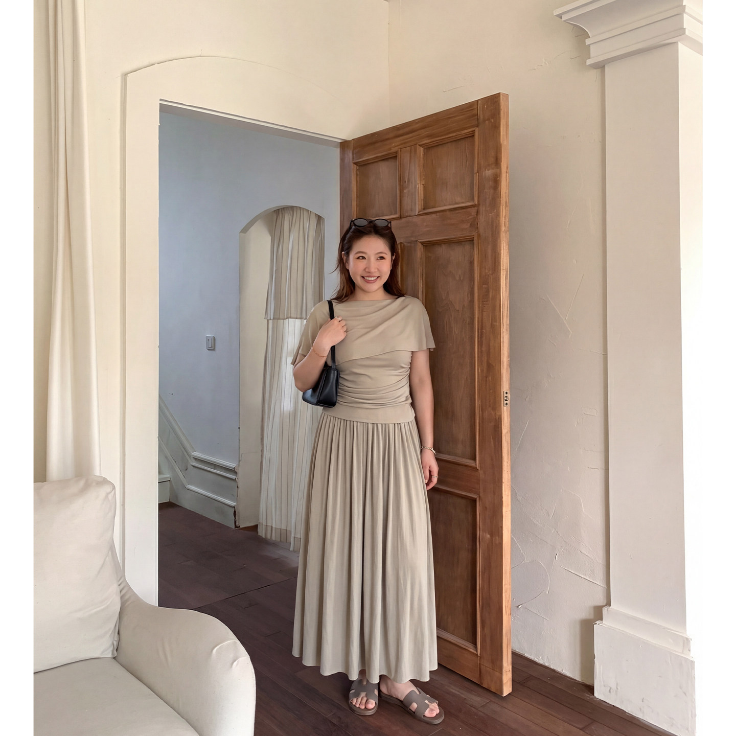 Q了个T大码女装微胖mm夏季上衣半身裙套装遮肉显瘦巨好看绝美套装