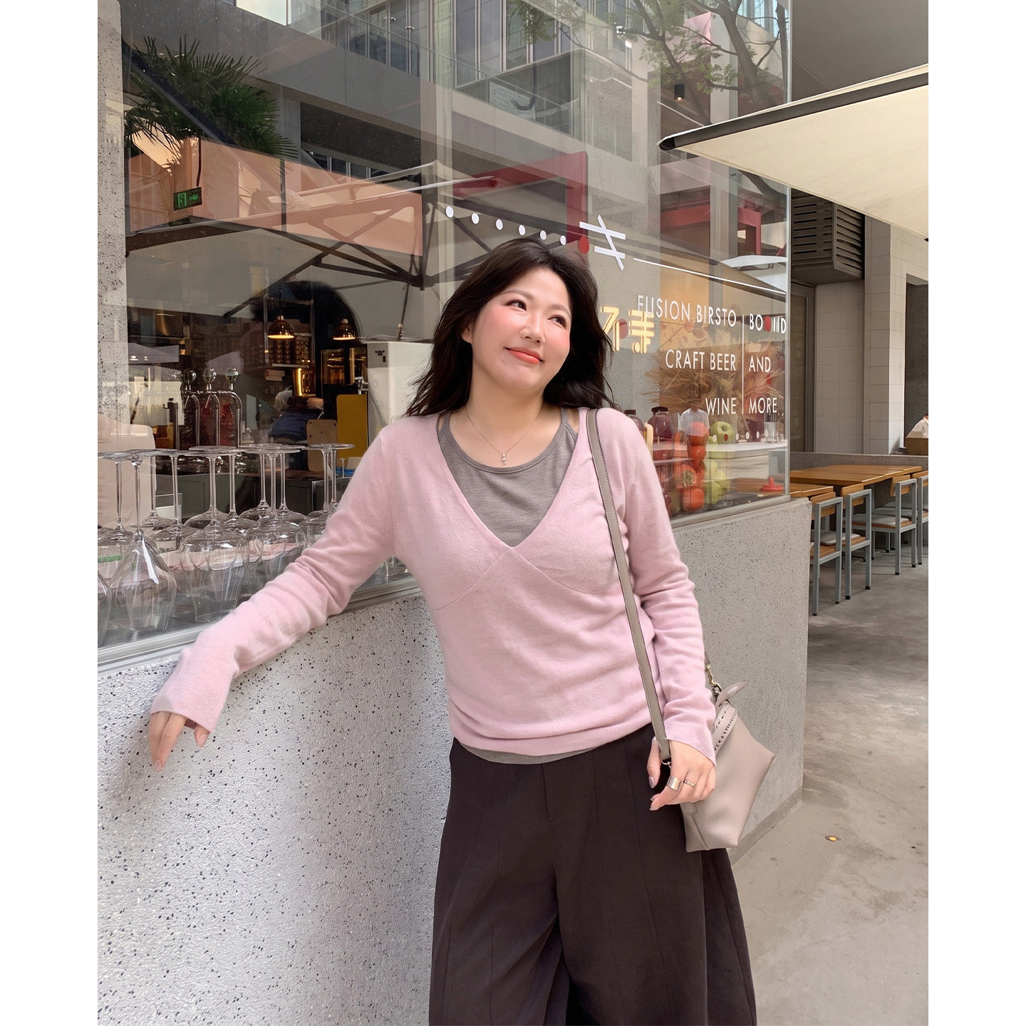 Q了个T适合胖mm的秋季大码女装真两件巨好看微胖女生穿搭显瘦上衣图片