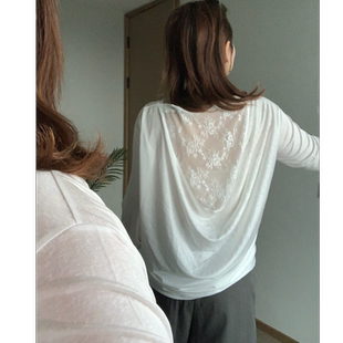 Q了个T微胖定制 大码女装胖mm巨好看拼接蕾丝圆领针织罩衫上衣