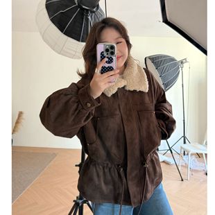 暖绒邂逅 女装 90白鸭绒麂皮外套 羽绒服微胖mm大码 Q了个T