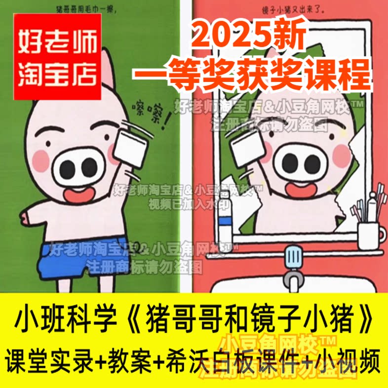 2024小班科学猪哥哥和镜子小猪幼儿园优质公开课希沃白板课件教案