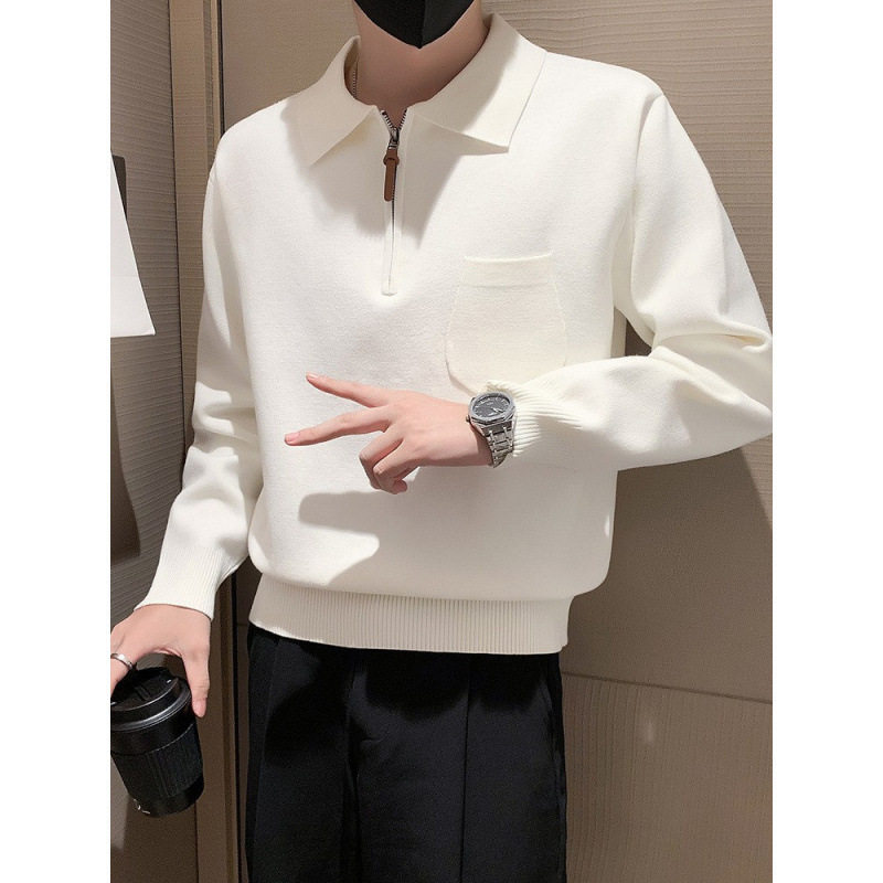 男士卫衣2025新款冬季polo衫毛衣男款上衣长袖T恤保暖针织打底衫