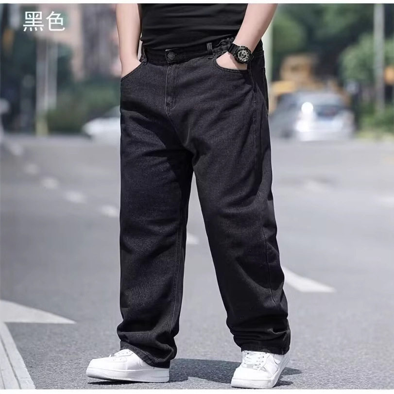 特大码牛仔裤男直筒宽松大码阔腿加肥加大胖子肥佬大裤裆劳保裤子