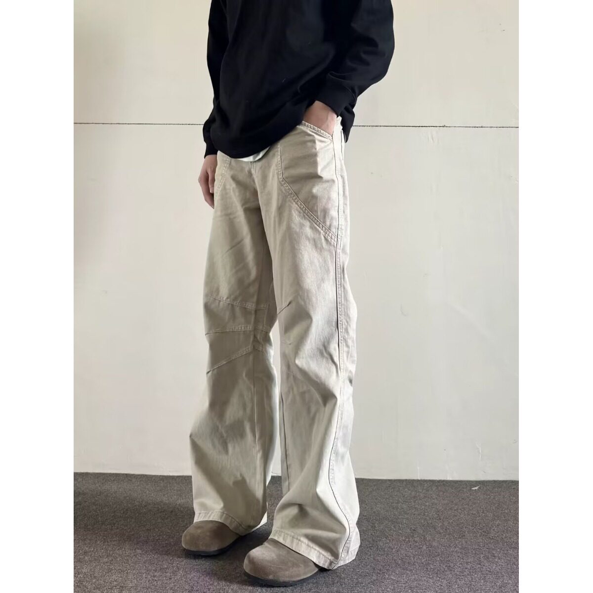 美式复古工装牛仔裤男女生宽松休闲高级感vibe风cleanfit微喇裤子