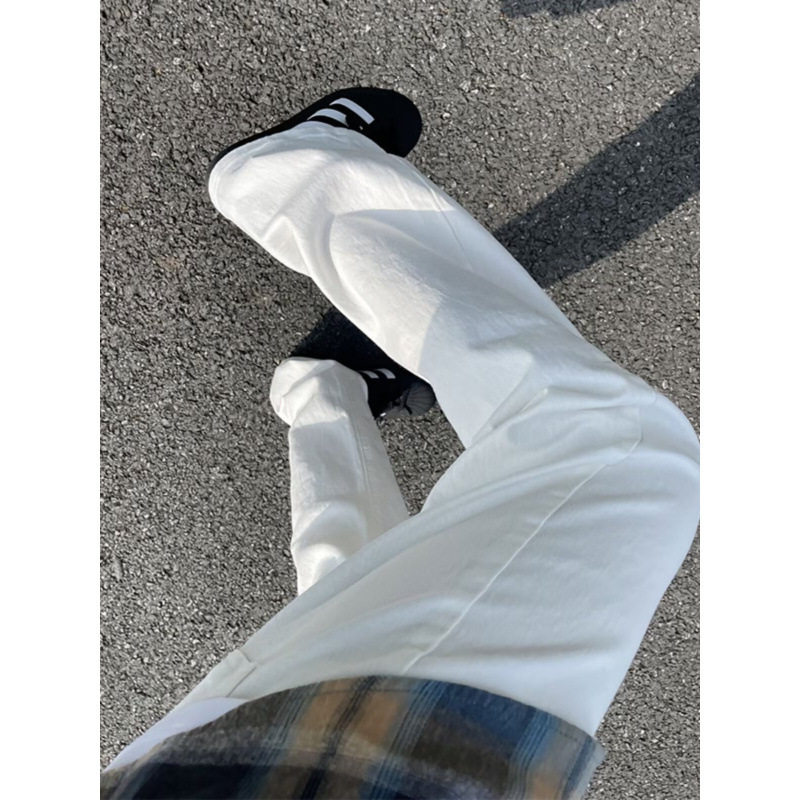 白色直筒牛仔裤男春夏款微喇cleanfit美式高街显瘦显腿长痞帅裤子