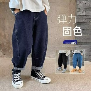 男童牛仔裤春秋款2024新款儿童裤子秋装大童长裤潮酷帅气男孩童装