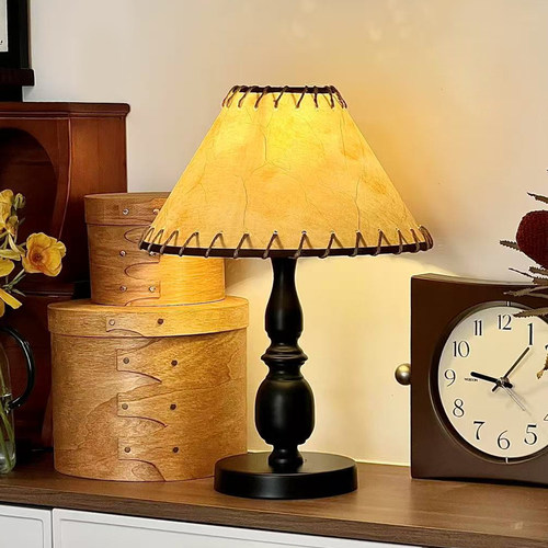 侘寂风复古黑色美式台灯中古法式床头灯温馨创意氛围灯卧室高级感