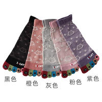 Uchida Chunqiu mid-calf cartoon printed cotton five-finger socks for women, cute wide-mouthed, non-constricting mid-calf toe socks for women thumbnail 6