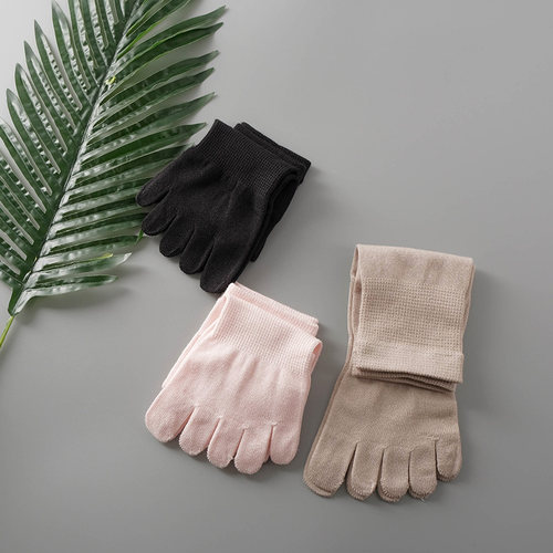 桑蚕丝吸汗防臭素色亲肤五指袜