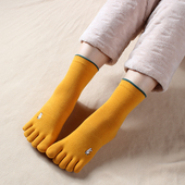 内田秋冬中筒棉女生五指袜棉质吸汗加厚女式 脚趾袜可爱分趾袜子