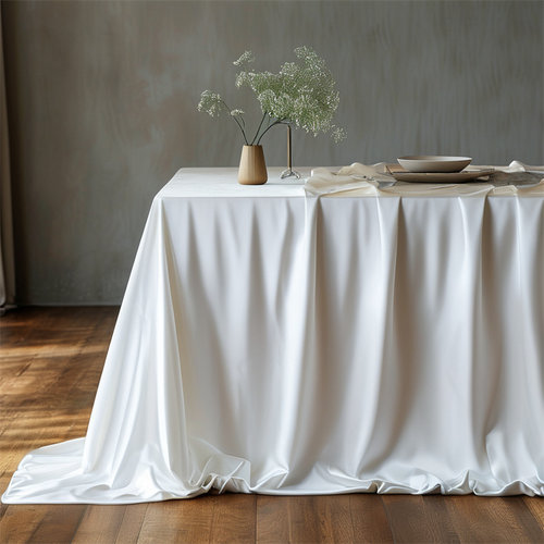 白色长方形丝绒桌布轻奢可定制