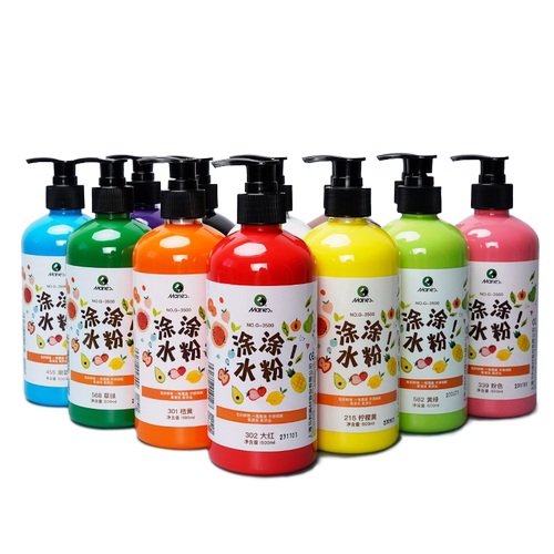 马利水粉颜料按压式手指画颜料儿童安全可水洗幼儿园专用瓶装大容量套装大瓶大桶涂涂水粉涂鸦白色玛丽