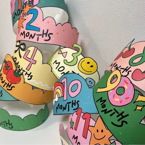 婴儿成长记录卡宝宝拍照皇冠帽