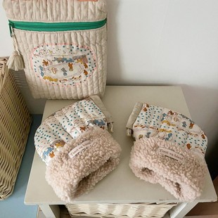 韩国ins卡通笑脸儿童滑板车保暖手套宝宝自行车加绒防冻防风把套