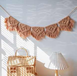 INS风波西米亚手工编织挂毯壁挂儿童房装 饰挂件家居壁饰挂旗吊旗