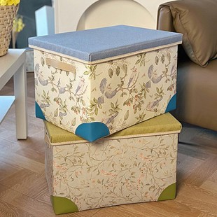 韩国ins风卡通布艺折叠带盖防尘衣服收纳箱儿童玩具整理筐储物箱