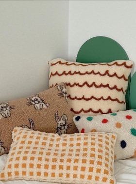 ins韩系可爱圣诞节复古彩色抱枕卧室床头靠枕飘窗枕客厅沙发靠垫