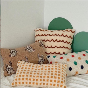 ins韩系可爱圣诞节复古彩色抱枕卧室床头靠枕飘窗枕客厅沙发靠垫