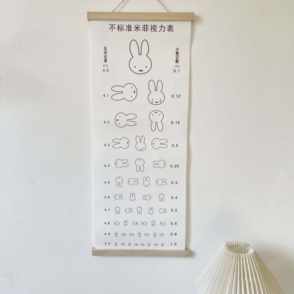 ins韩系卡通兔子视力表挂图可爱儿童房房卧室装饰挂画幼儿园墙贴