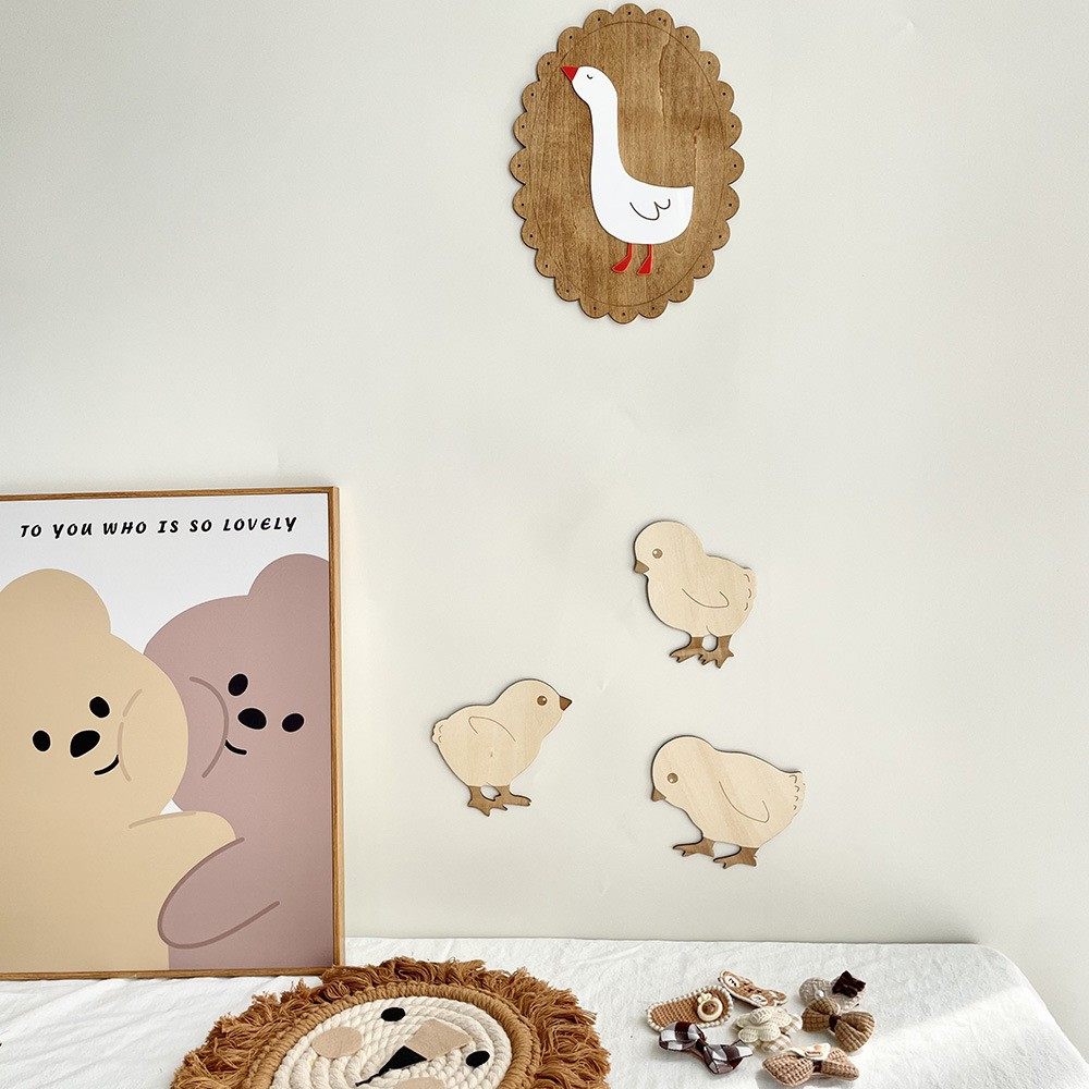 北欧ins儿童房装饰木质热气球小鸟墙贴家居墙壁遮丑壁饰拍摄道具