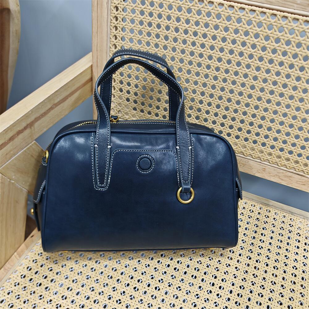 真皮复古头层牛皮保龄球女士包