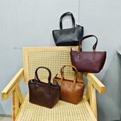 头层植鞣牛皮通勤小托特包包女2025夏秋新款 手提斜挎小包真皮女包