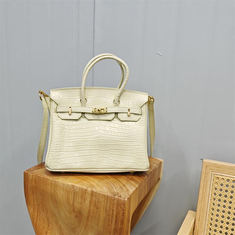 头层牛皮铂金包经典时尚手提女包