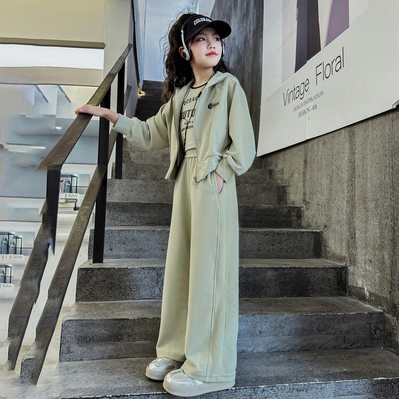 女童卫衣套装春秋2025新款儿童运动休闲裤时髦女孩大童夏装两件套