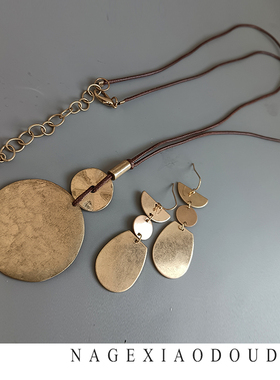 T31复古磨砂耳环项链套装