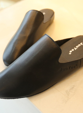 夏季男士半拖潮流试衣间皮拖休闲居家旅游酒店拖鞋包子头凉托外穿