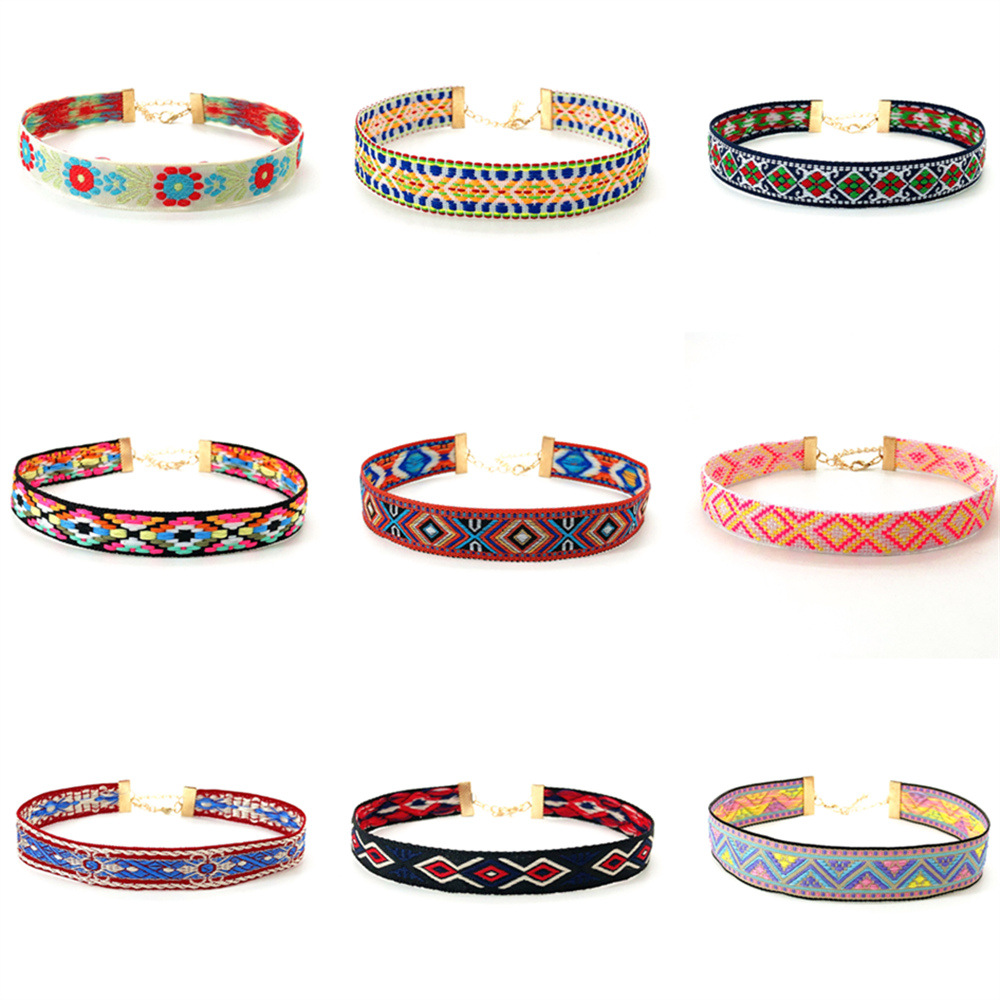 简约速卖通跨境七彩色民族风波西米亚短链颈链项链女中古风饰品