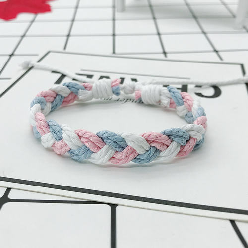 小众设计ins森系韩版简约编织手绳情侣手环闺蜜手链女学生二三人