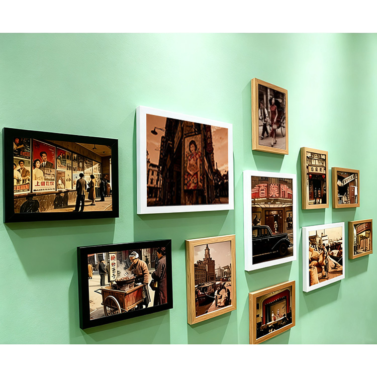 新中式复古照片墙贴相框定制