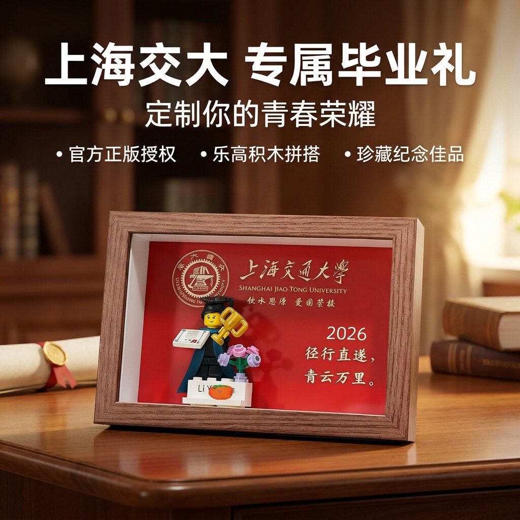 上海交通大学毕业礼物纪念品定制背景中空积木相框送同学朋友老师