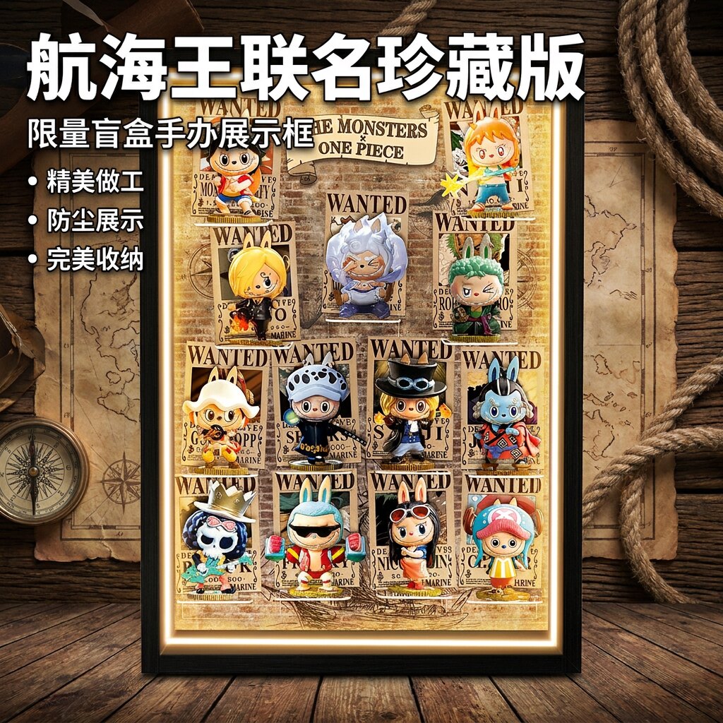 泡泡玛特海贼王灯光展示盒壁挂