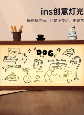 咖啡厅灯光画小夜灯相框礼物艺术摆件装饰氛围感灯箱创意相框