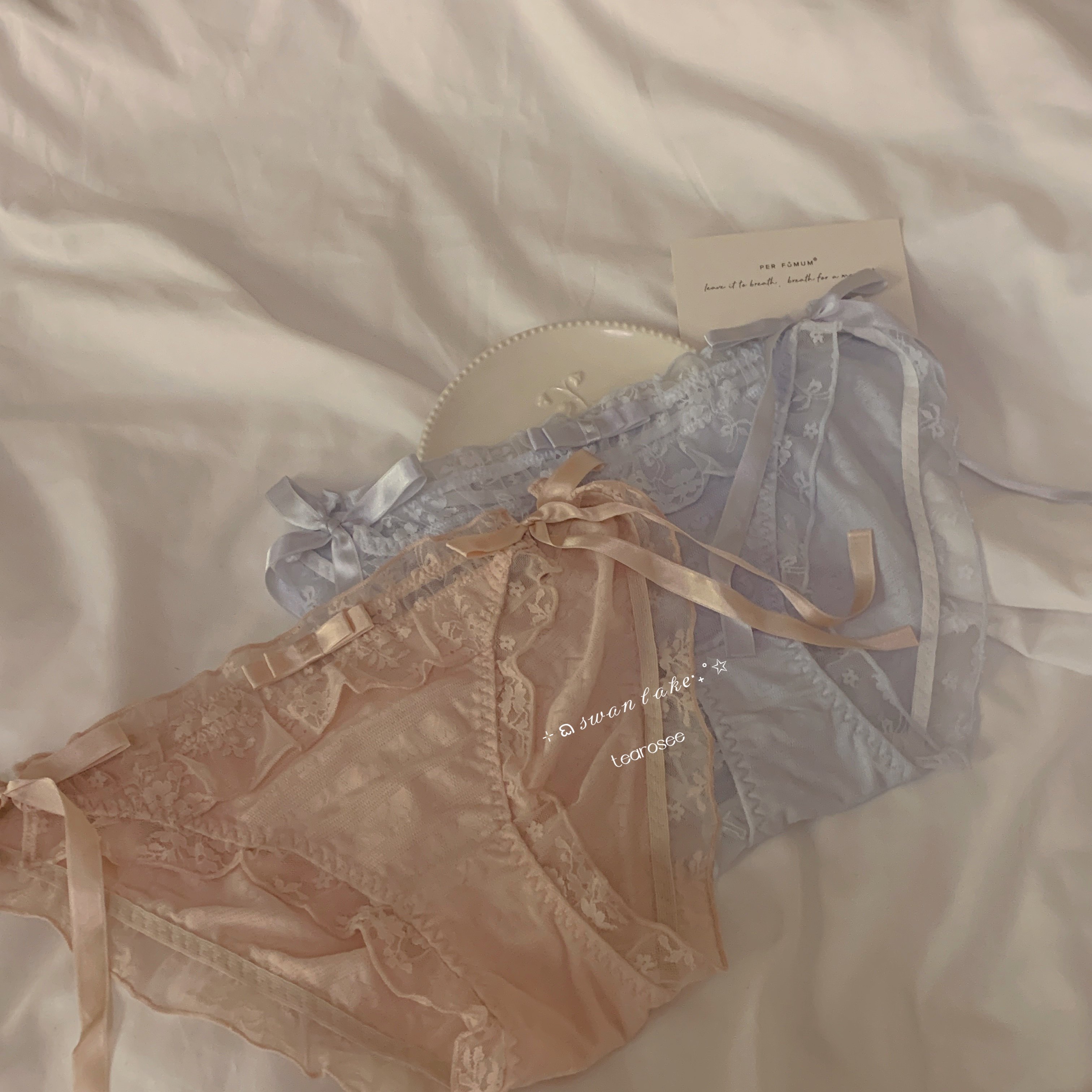 tearosee 宝宝蓝 蕾丝蝴蝶结绑带可拆开性感可爱少女低腰内裤