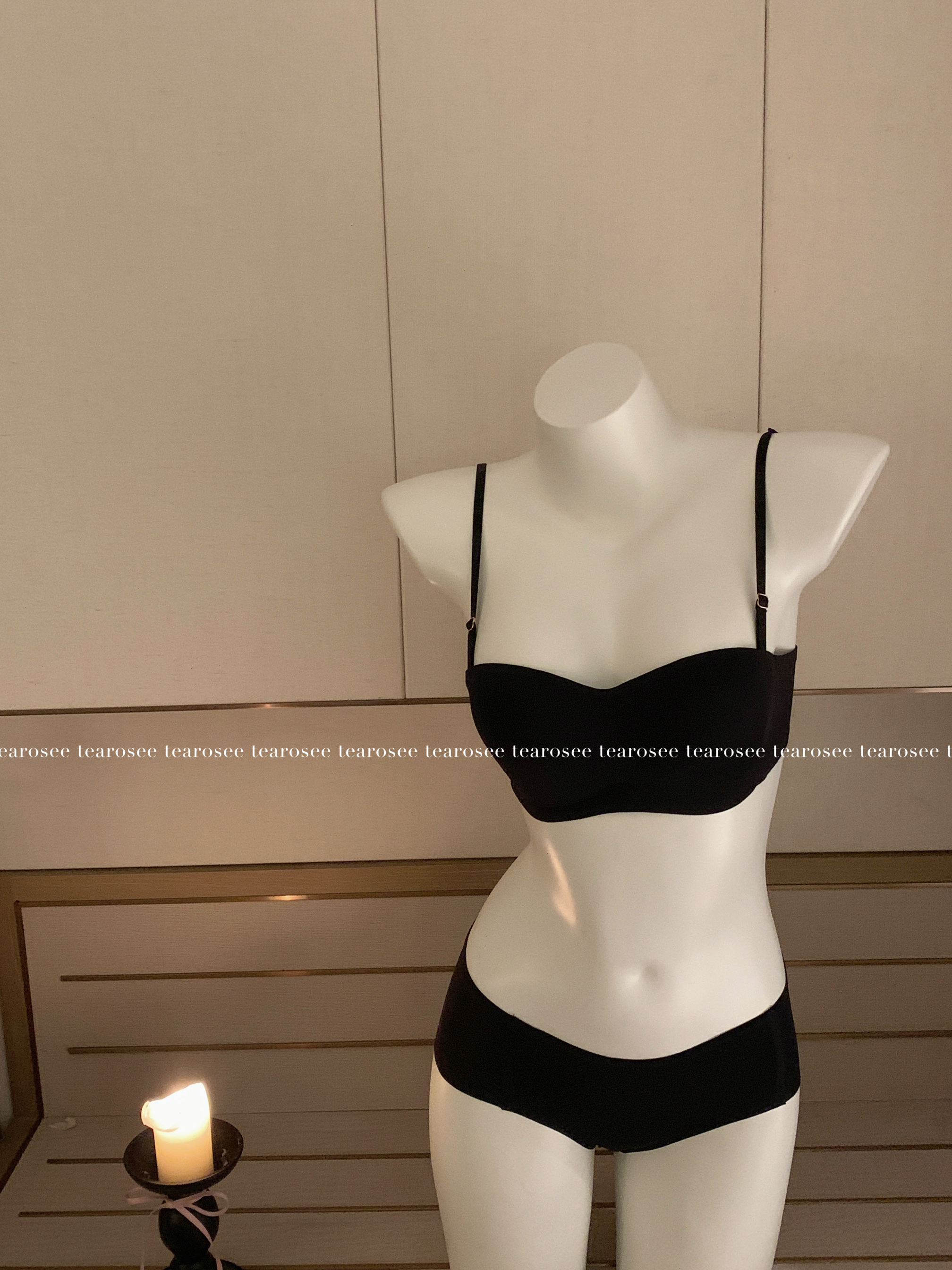 tearosee 极简性感 百搭舒适无痕裹胸辣妹黑色运动夏天文胸内衣