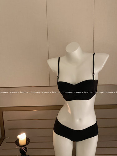 tearosee 极简性感 百搭舒适无痕裹胸辣妹黑色运动夏天文胸内衣