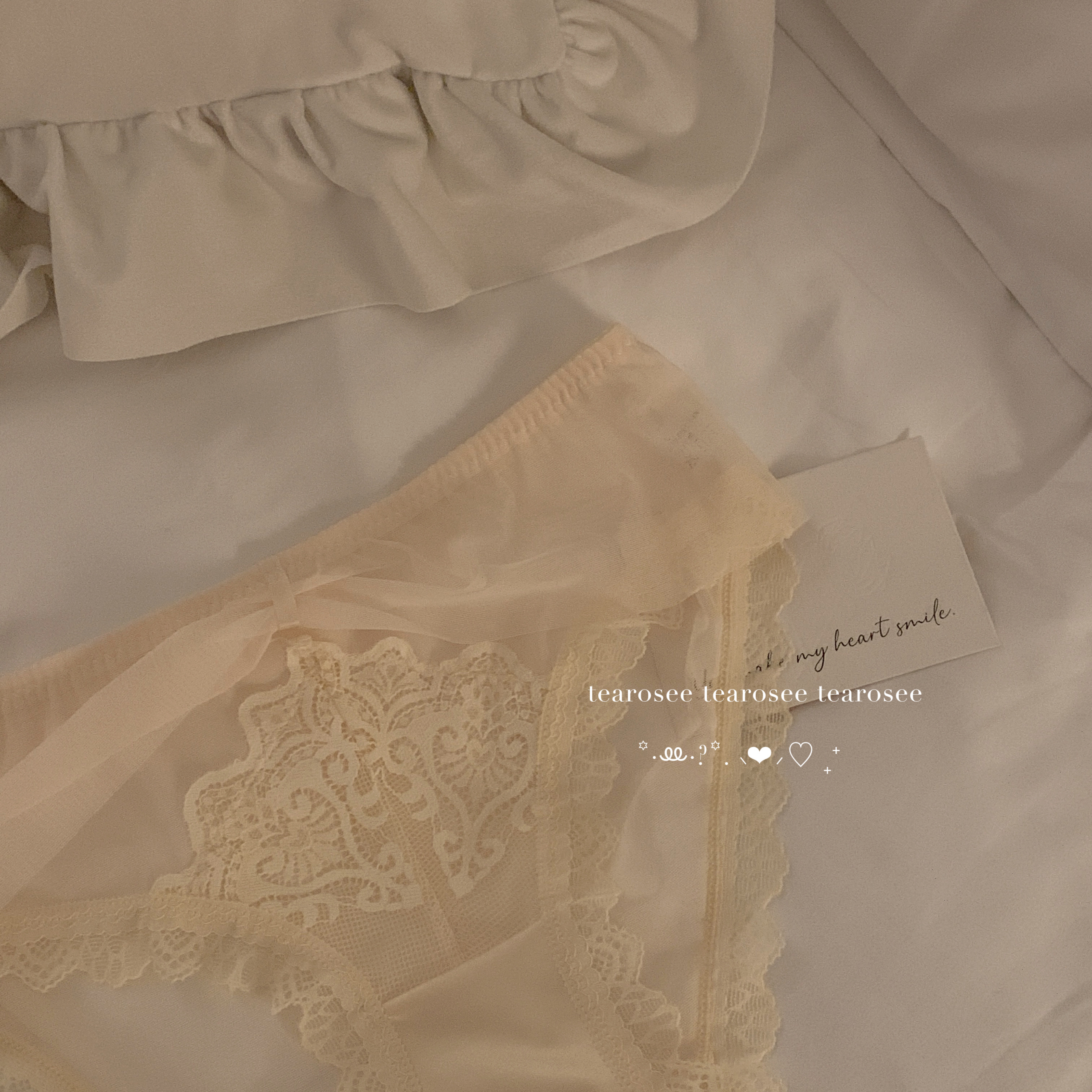 tearosee 神秘面纱 性感低腰网纱蕾丝纯欲约会舒适女三角内裤