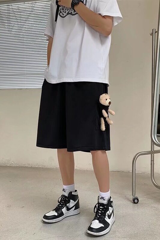 潮流短裤男韩版五分裤夏季休闲裤运动小熊冰丝大裤衩GD107P26,男装休闲裤,星座1116-2